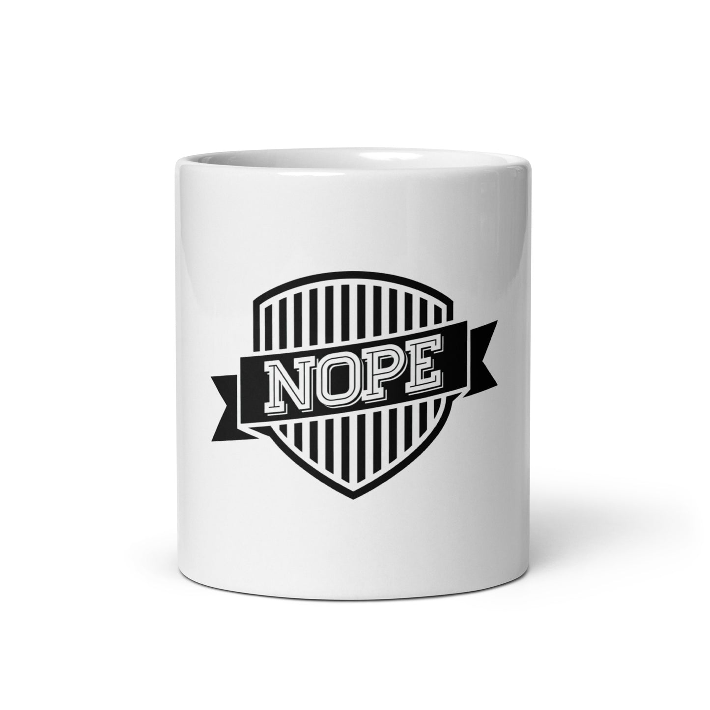 NOPE Badge mug (white)
