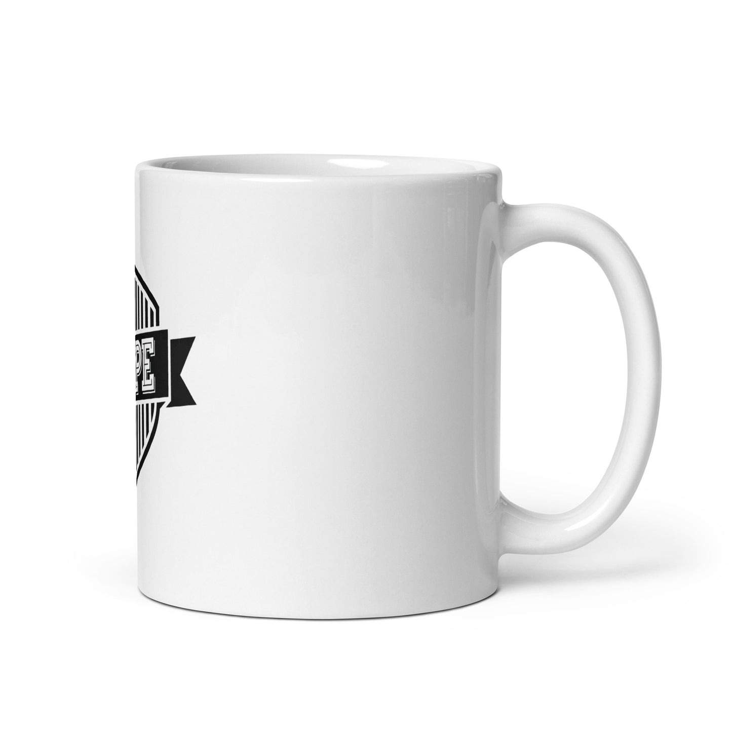 NOPE Badge mug (white)