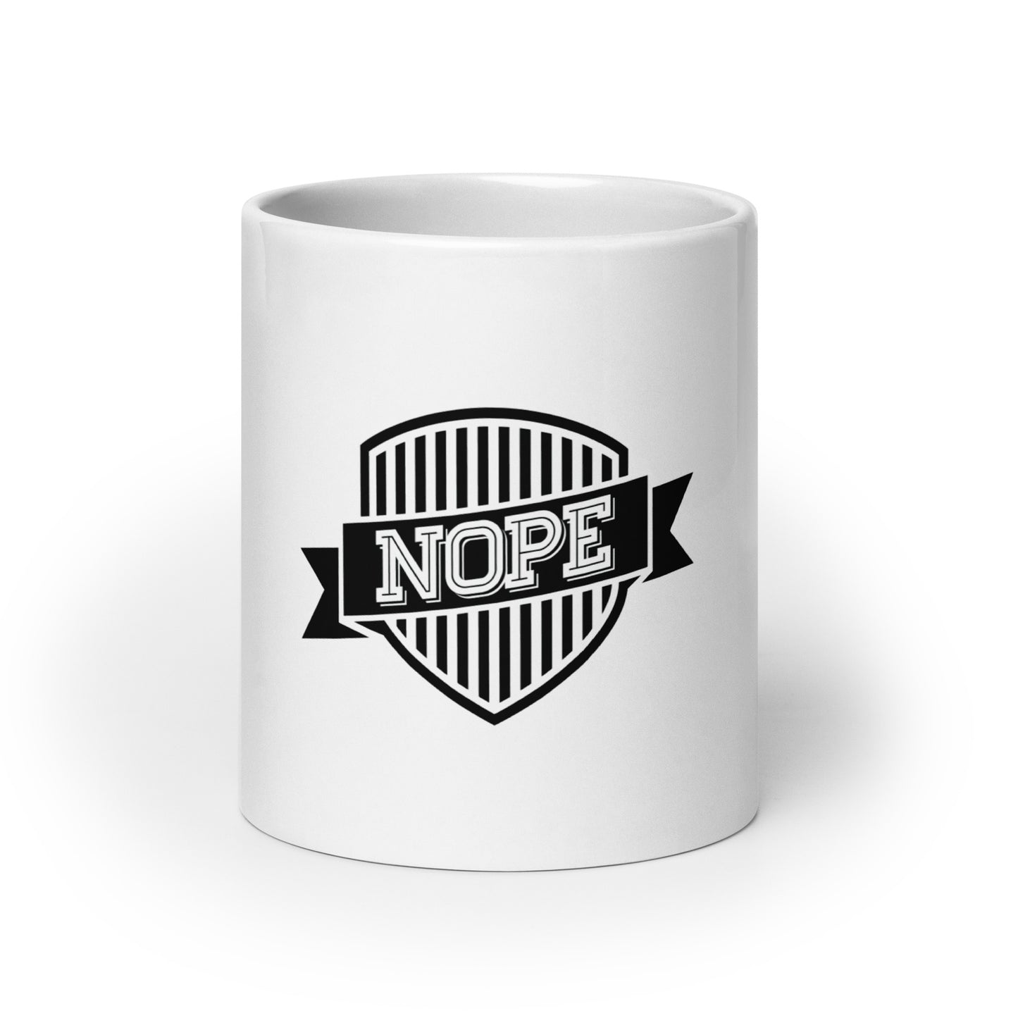 NOPE Badge mug (white)