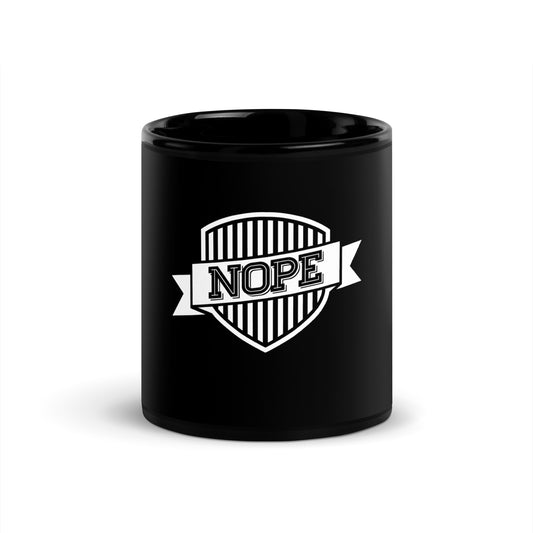 NOPE Badge mug (black)