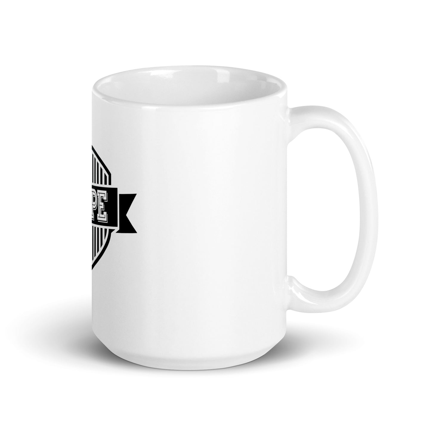 NOPE Badge mug (white)